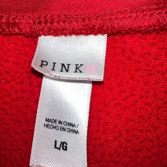 Pink k 2 piece set red cozy pjs with cute heart design. - Picture 7 of 8